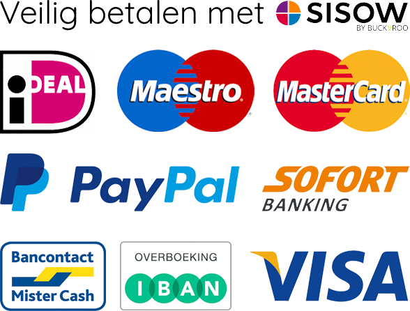 Veilig betalen met SISOW iDeal Maestro Mastercard Paypal Sofort Banking Bancontact Mister Cash Overboeking IBAN VISA